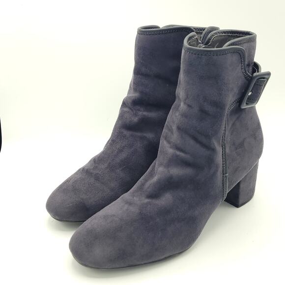 White mountain suede buckle block heel boot gray women's size 9.5 - Picture 1 of 10